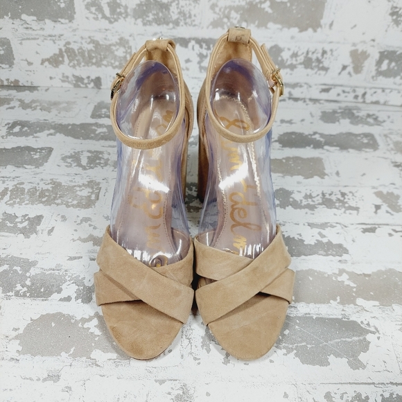 New Sam Edelman Yancy Nude Leather Ankle Strap Sandal X70 - Picture 4 of 12